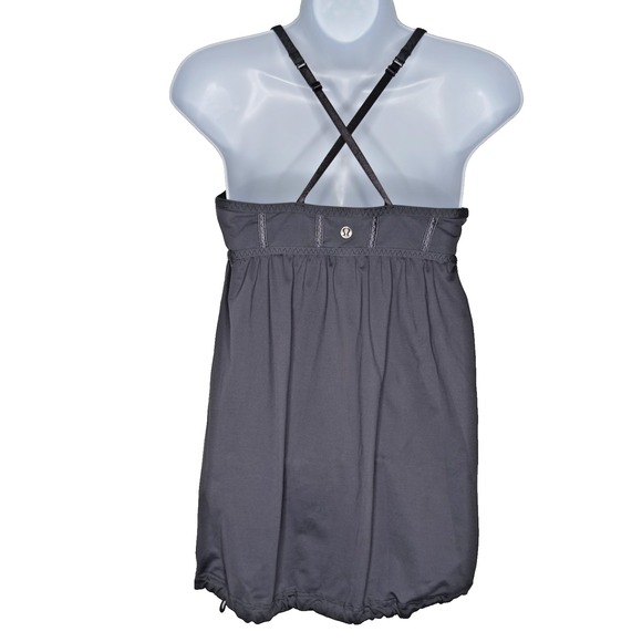 Lululemon Rehearsal Tank Size 6 Coal Drawstring Hem Bra Adjustable Straps Top - Picture 7 of 13